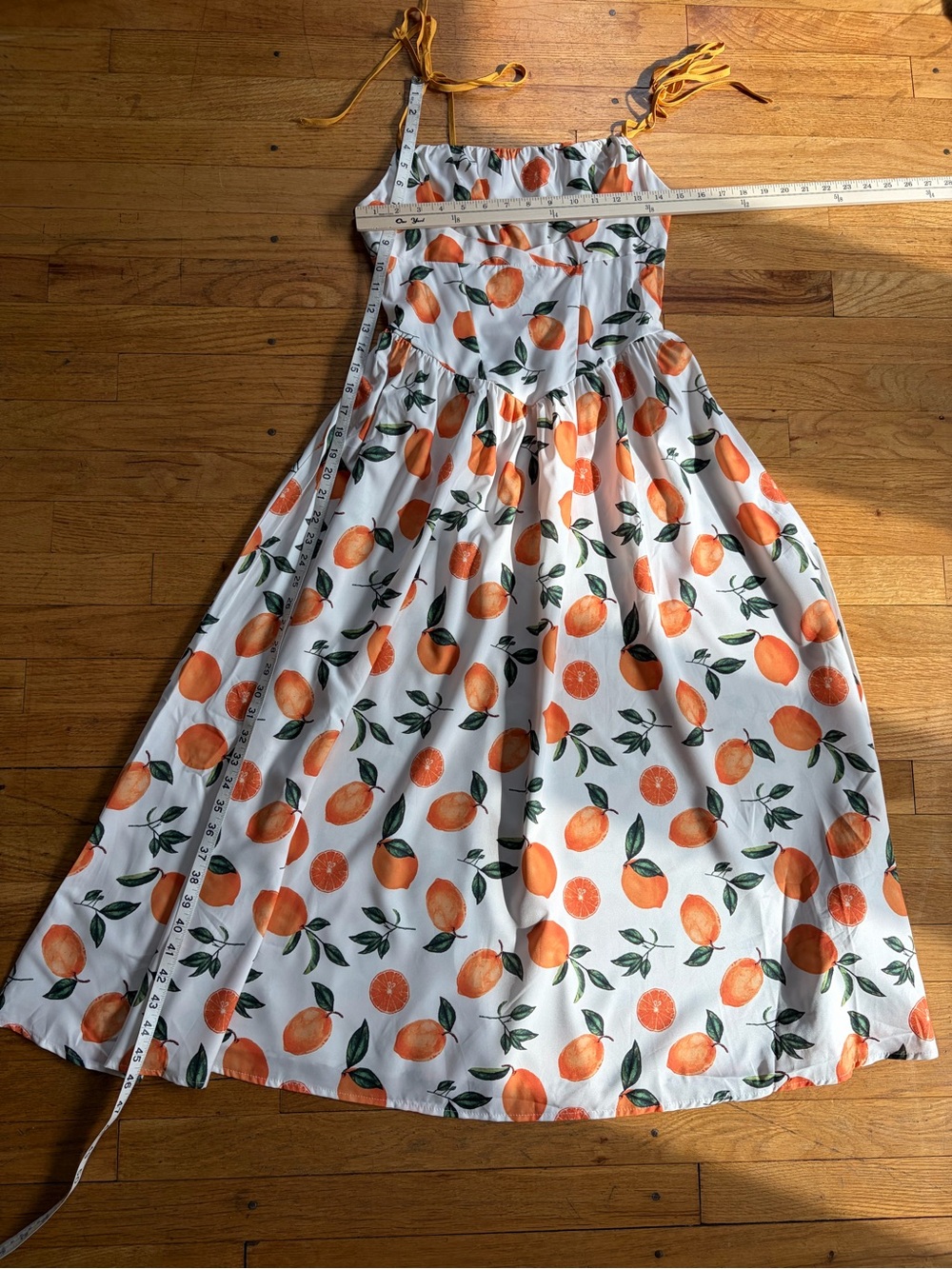 Orange Print Sundress with Ties size medium